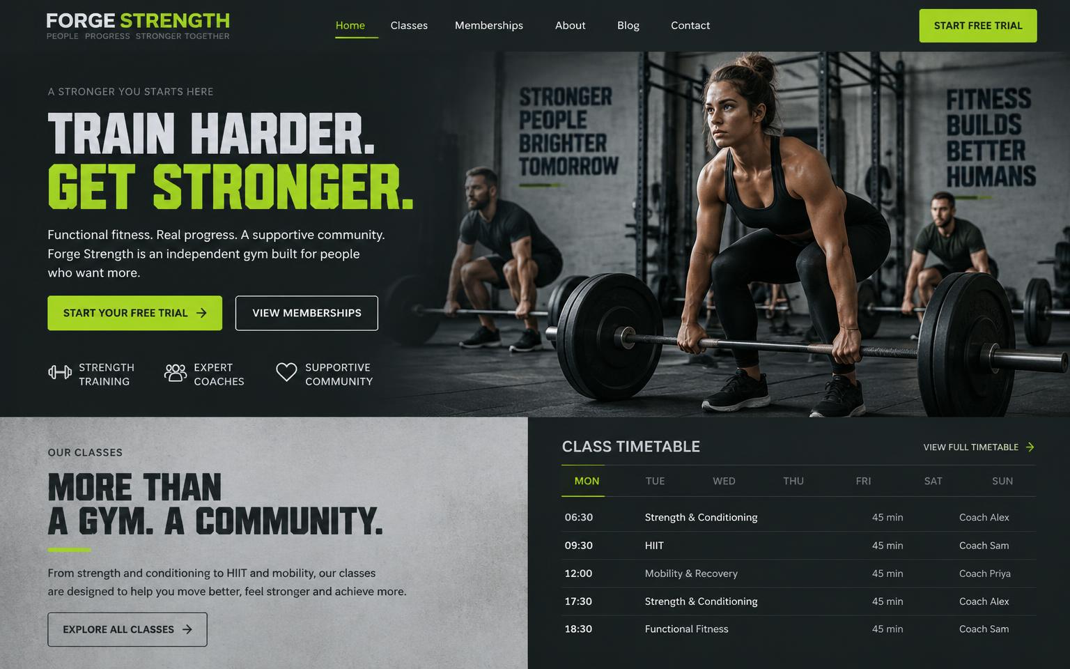 Forge Strength website homepage