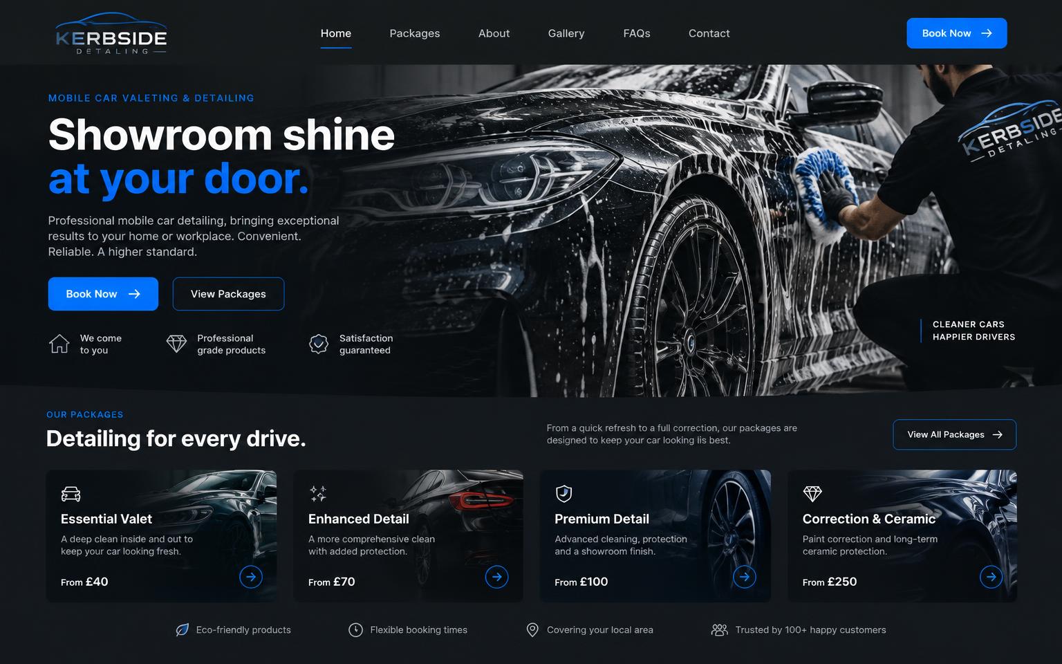 Kerbside Detailing website homepage